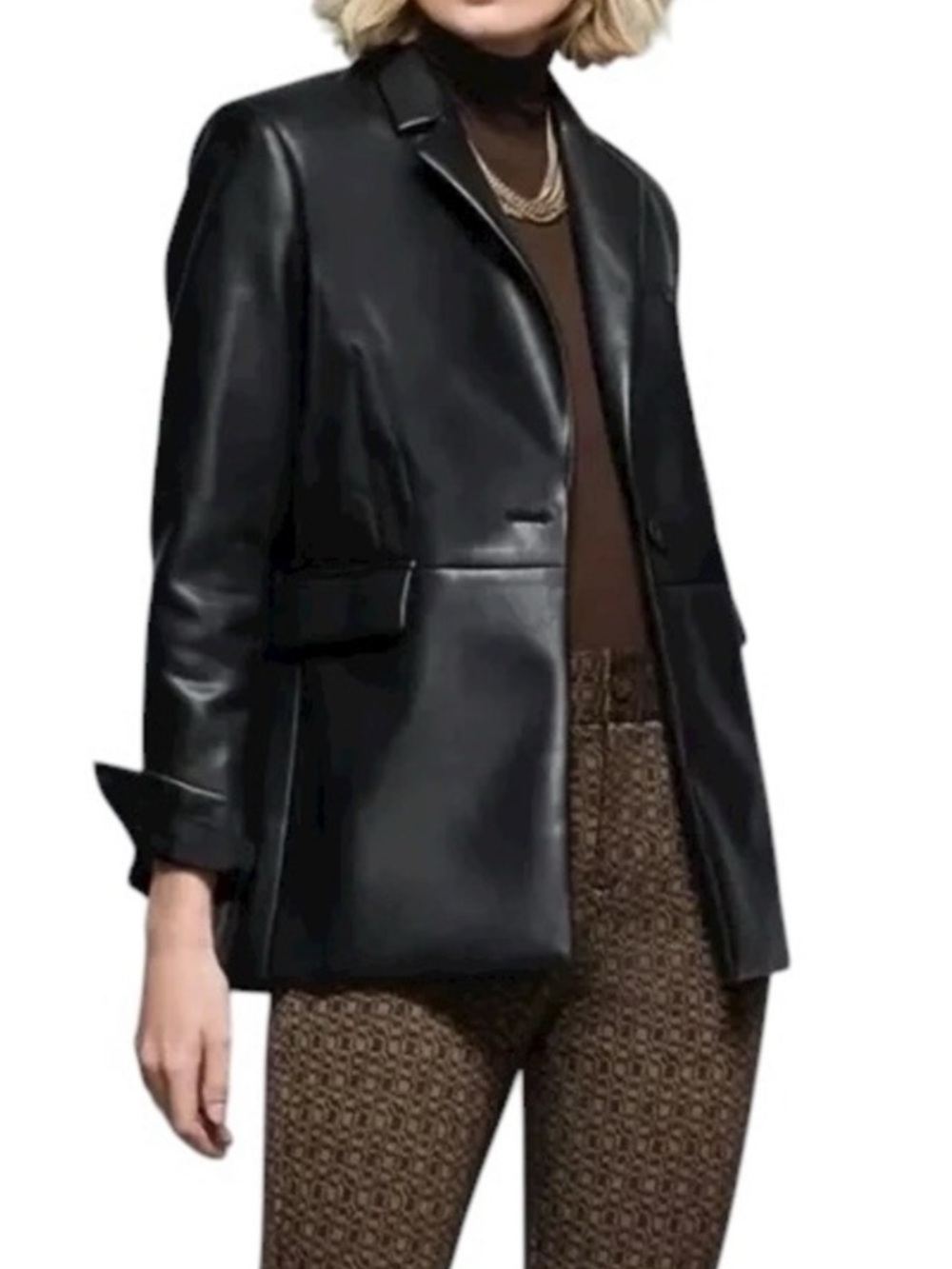 CAbi 4495 James Black Faux Leather Blazer XXL